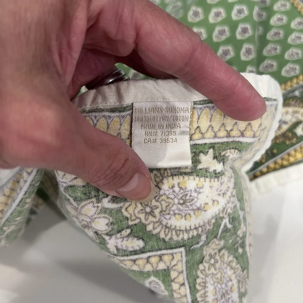 Williams Sonoma Set 6 Vintage Green Yellow French Country Cottage Napkins 19x17